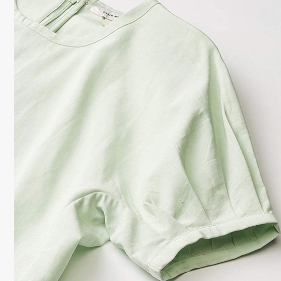 Club Monaco Mint Green Sculptured Sleeve Top with Back Zipper Size Small - Picture 3 of 10